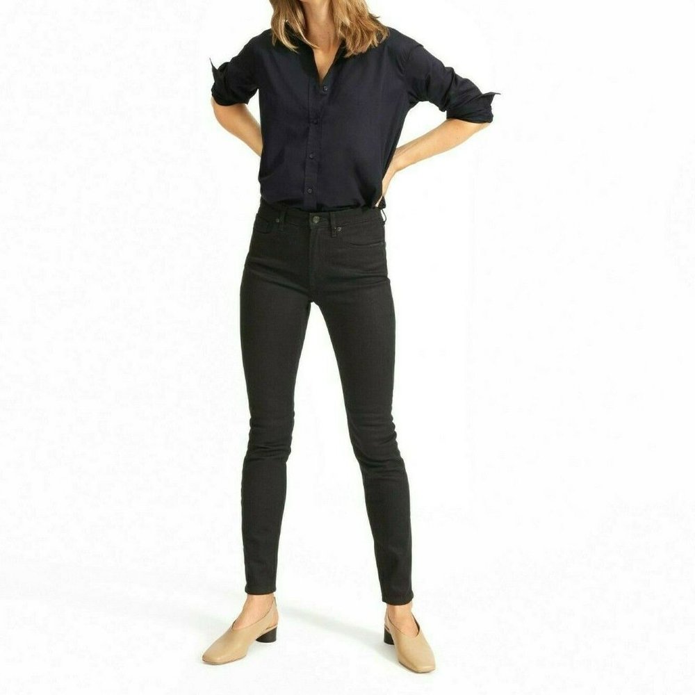 Everlane‎ High-Rise Skinny Jeans Black Cotton Blend Zip Closure Pockets Women 26